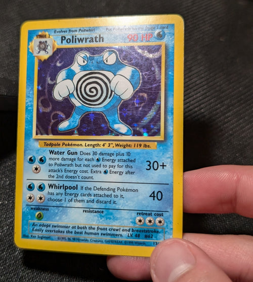 1999 Pokemon POLIWRATH Base Set Unlimited Edition HOLO Foil Rare 13/102