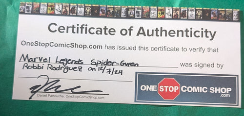 Marvel Legends Into the Spider-Verse Spider-Gwen W/ Robbi Rodriguez sketch & COA