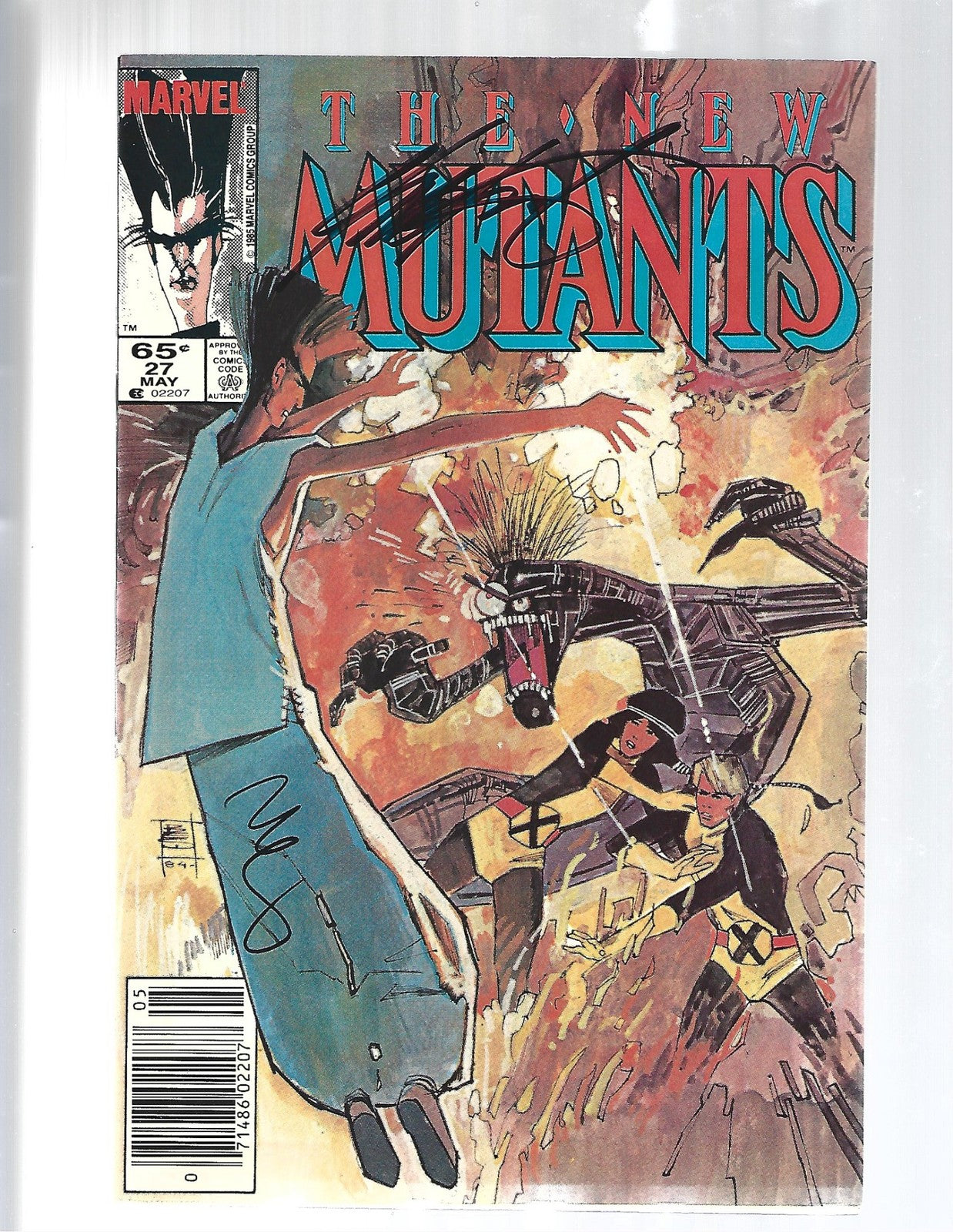 New Mutants #27 Newsstand Signed by Sienkiewicz & Claremont VF/VF+(LF009)