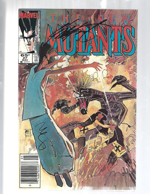 New Mutants #27 Newsstand Signed by Sienkiewicz & Claremont VF/VF+(LF009)