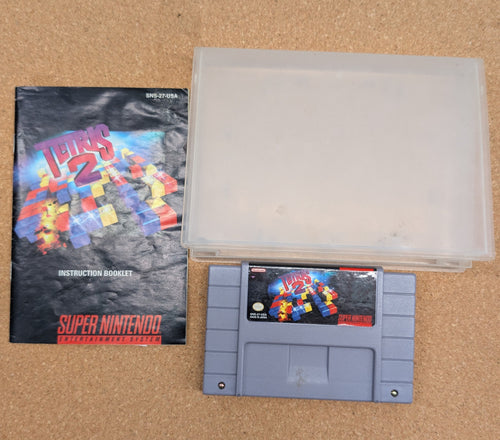 Tetris 2 (Nintendo SNES) Manual, Cartridge and Dust Case