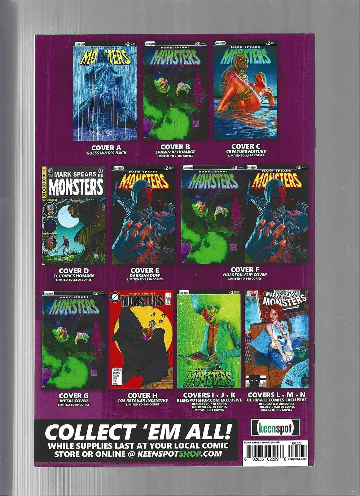 Mark Spears Monsters #2 (Keenspot) Cover B Mcfarlane Homage NM (LF009)