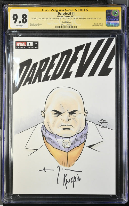 Daredevil #1 (2023) CGC SS 9.8 Signed by Vincent D'onofrio W/ Kirkpatrick Sketch
