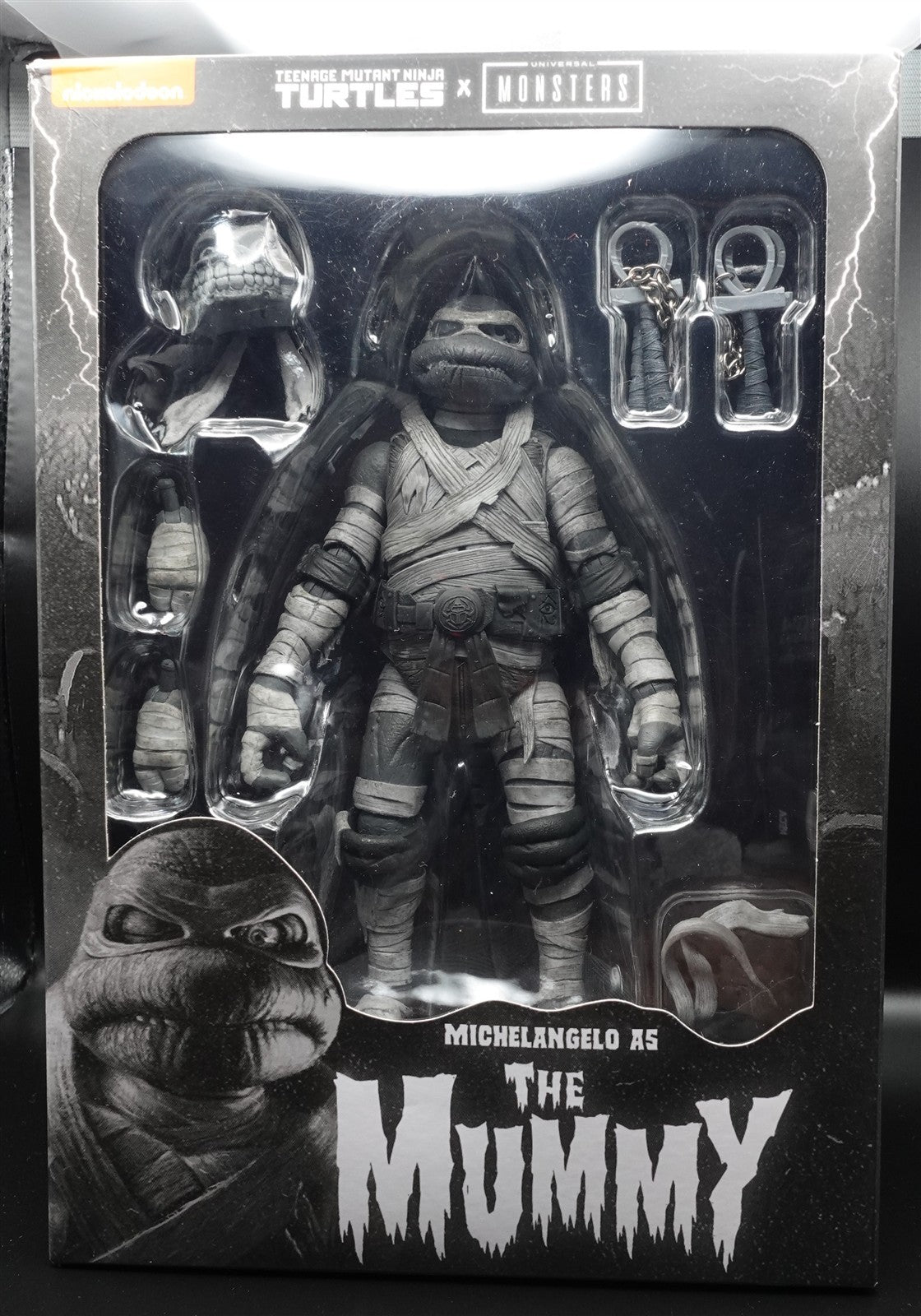 Universal Monsters TMNT Black White Michaelangelo as The Mummy