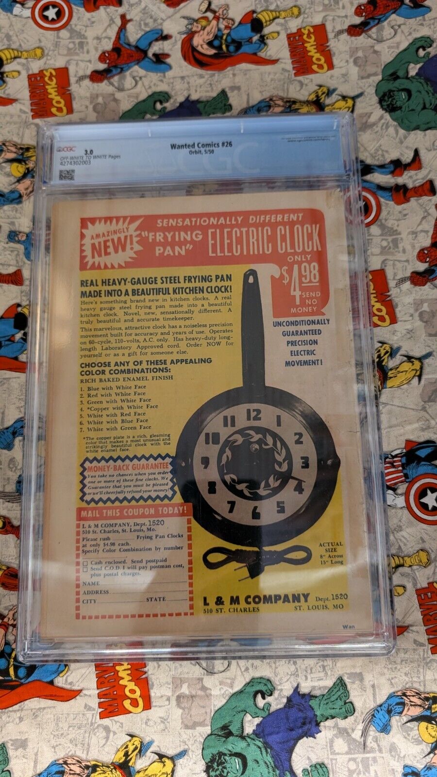 Wanted Comics #26 (Orbit Comics 1950) Mort Laev art, Bettie Page Cover CGC 3.0