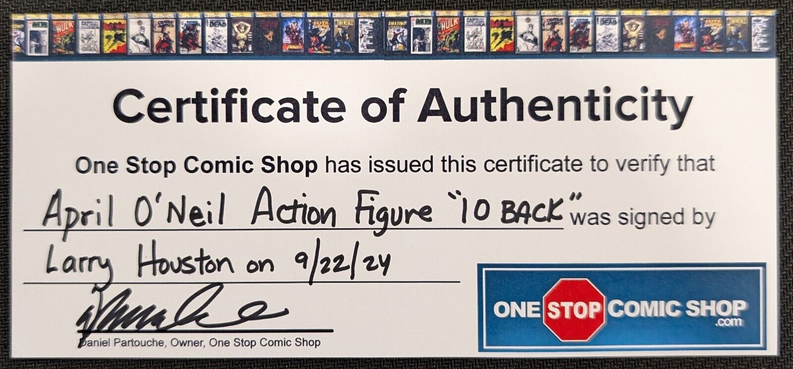 1988 Playmates TMNT Series 1 APRIL O'NEIL Blue Stripes 10 back SIGNED w/COA