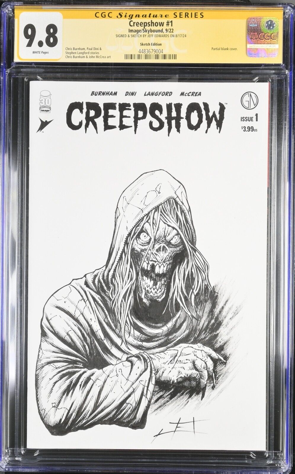 Creepshow #1 (Image) Blank w/ Crypt Keeper Sketch by JEFF EDWARDS CGC SS 9.8