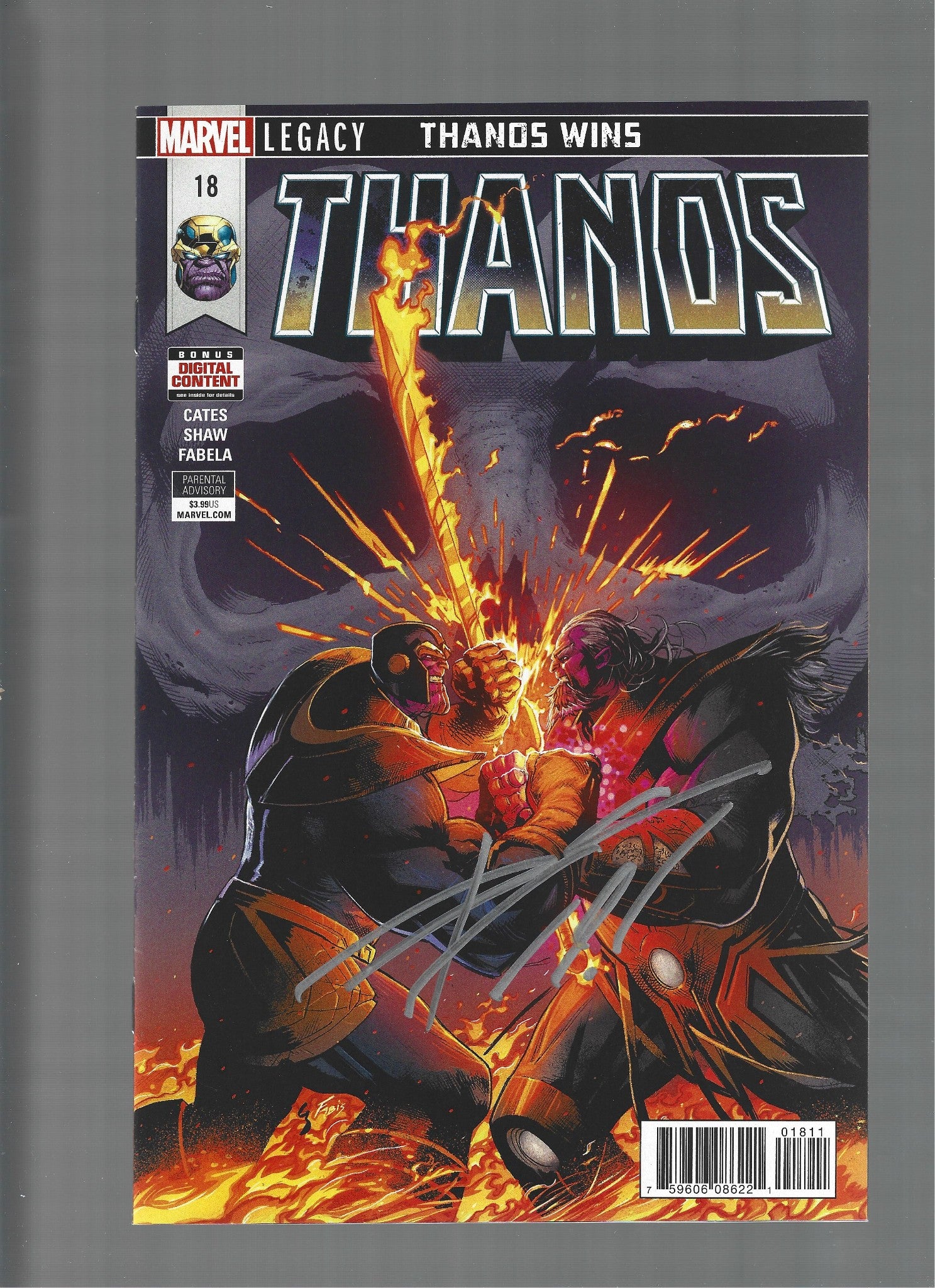 Thanos #18 (2018) Shaw Cover Signed by Cates NM (LF007)