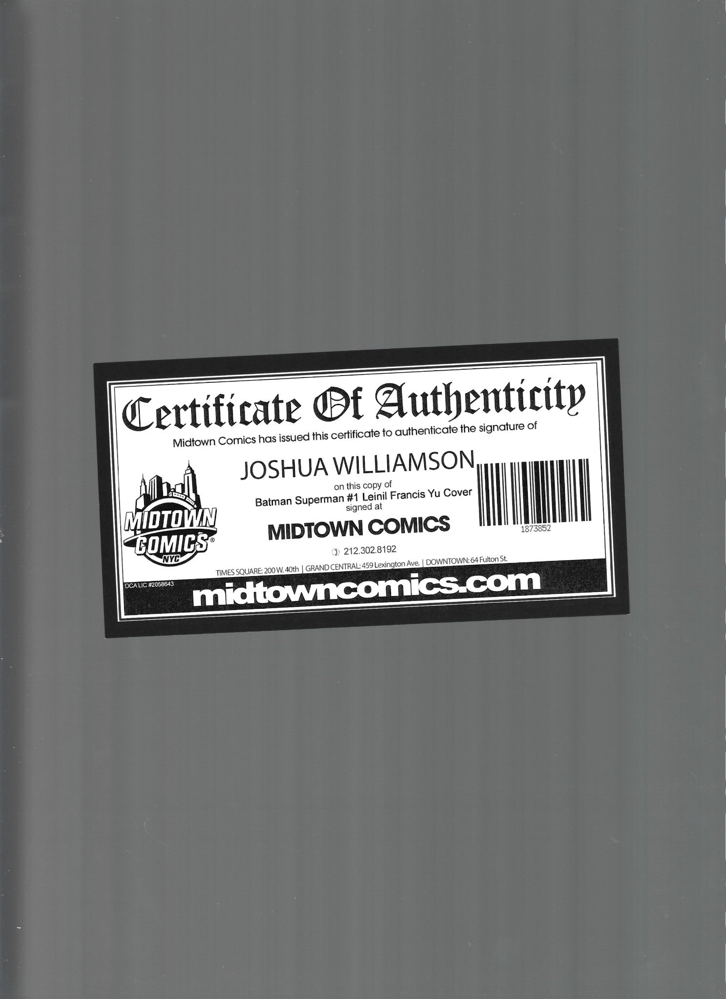 Batman Superman #1 Leinil Yu Variant Signed by Williamson NM  (LF007)