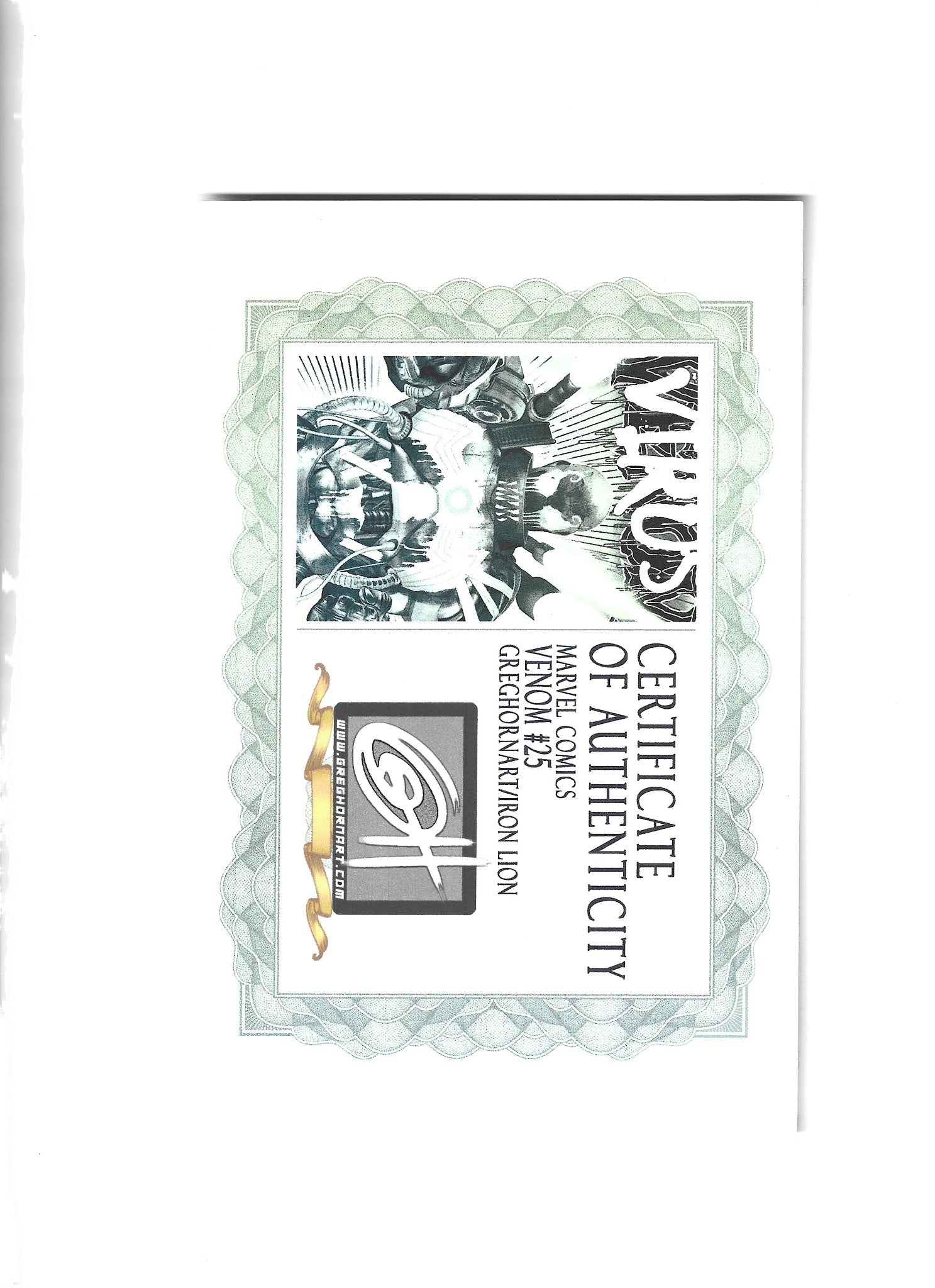 Venom #25 Greg Horn Exclusive Variant 1st Appearance Virus W/COA VF/NM  (LF004)