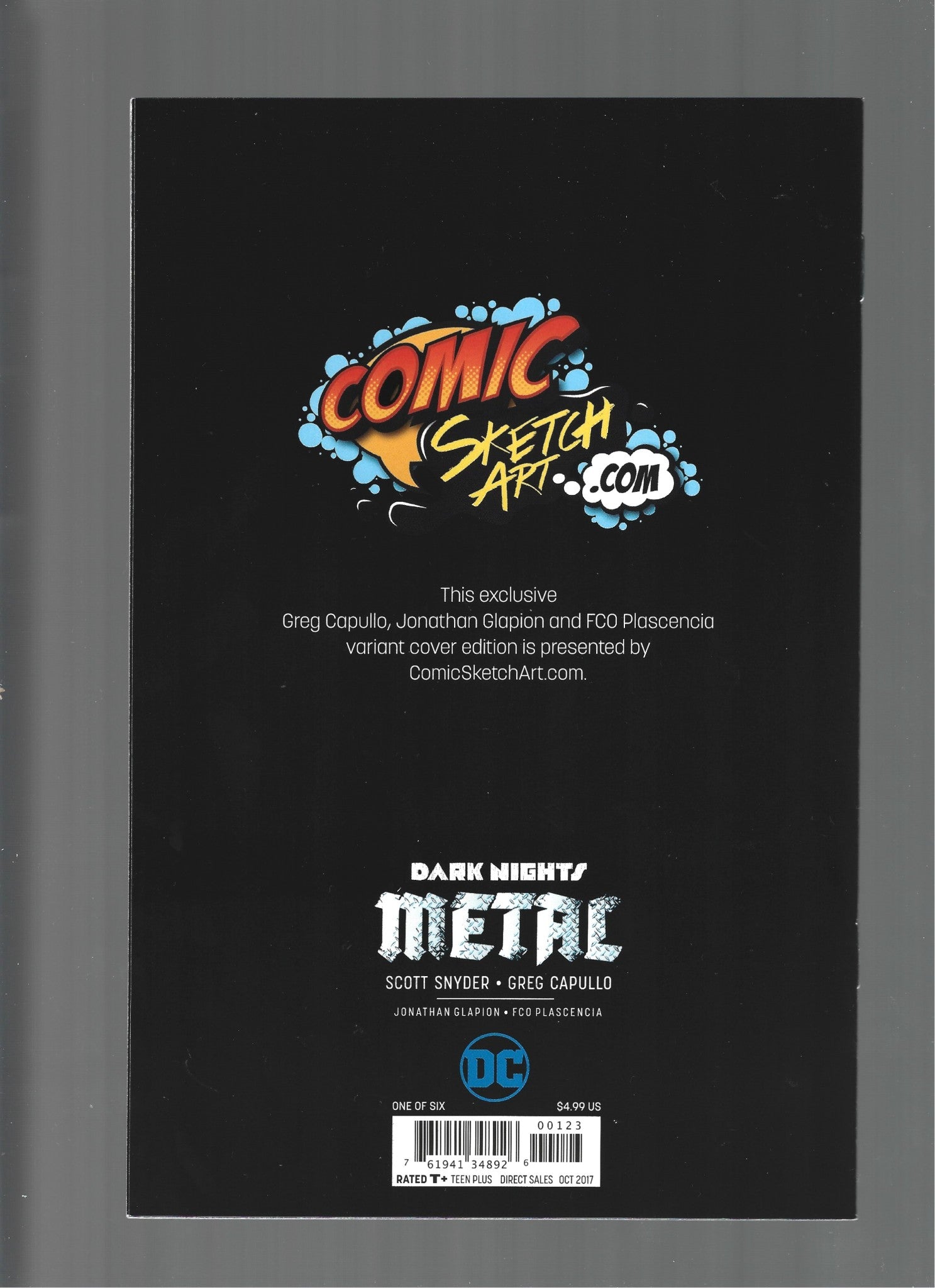 Dark Nights: Metal #1 Signed by Snyder & Capullo Comic Sketch Art NM  (LF007)
