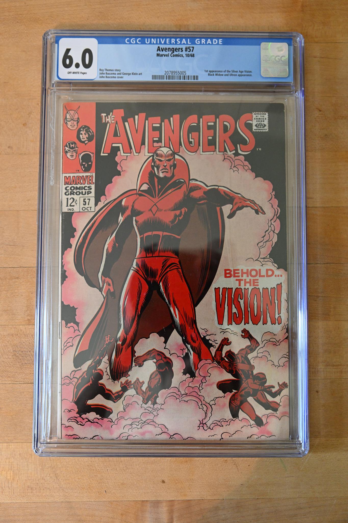 Avengers #57 CGC 6.0 OW PGS 1ST App. The Vision Blk Widow Ultron App. (L001)