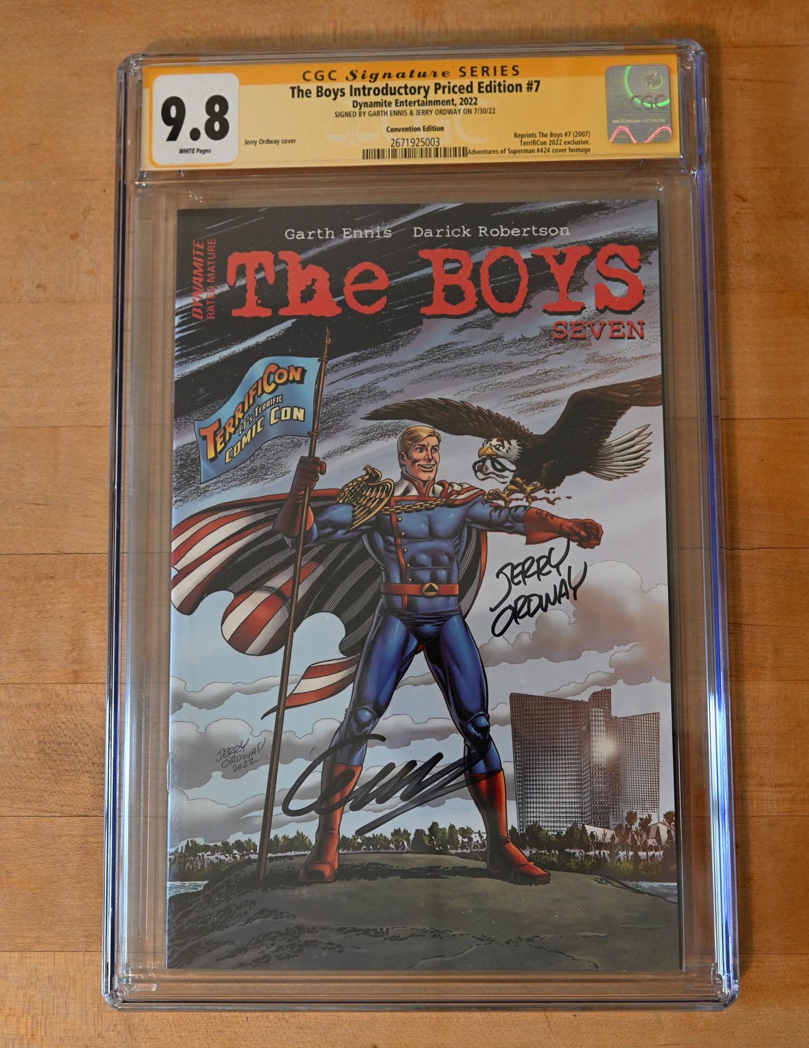 The Boys #7 Terrificon Variant CGC 9.8 Jerry Ordway Garth Ennis Signed (L001)