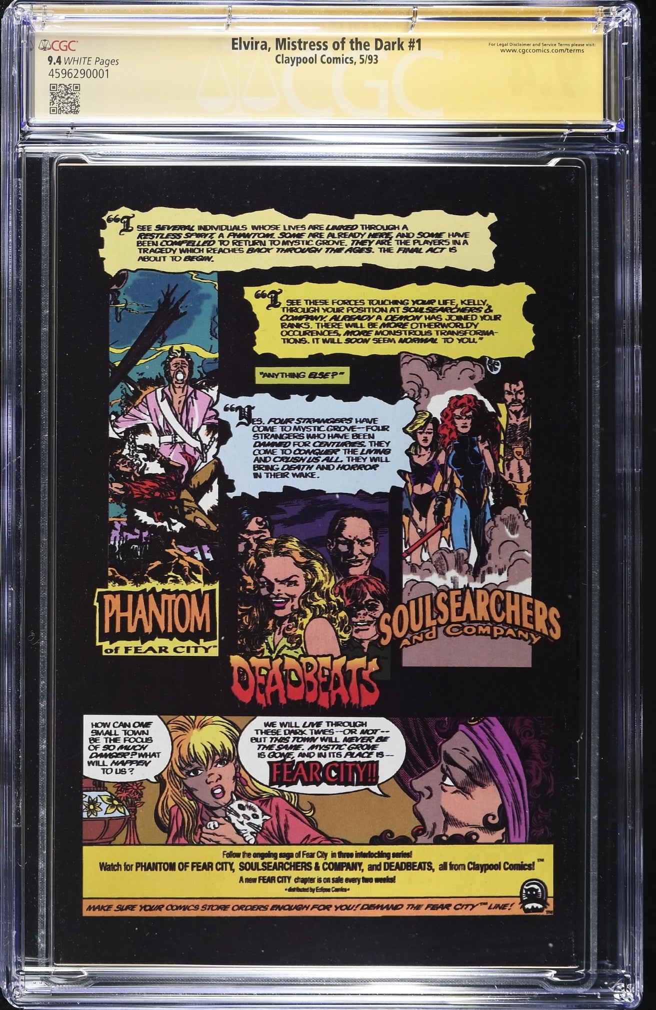 Elvira Mistress of the Dark #1 Photo Cover CGC SS 9.4 Signed by Cassandra