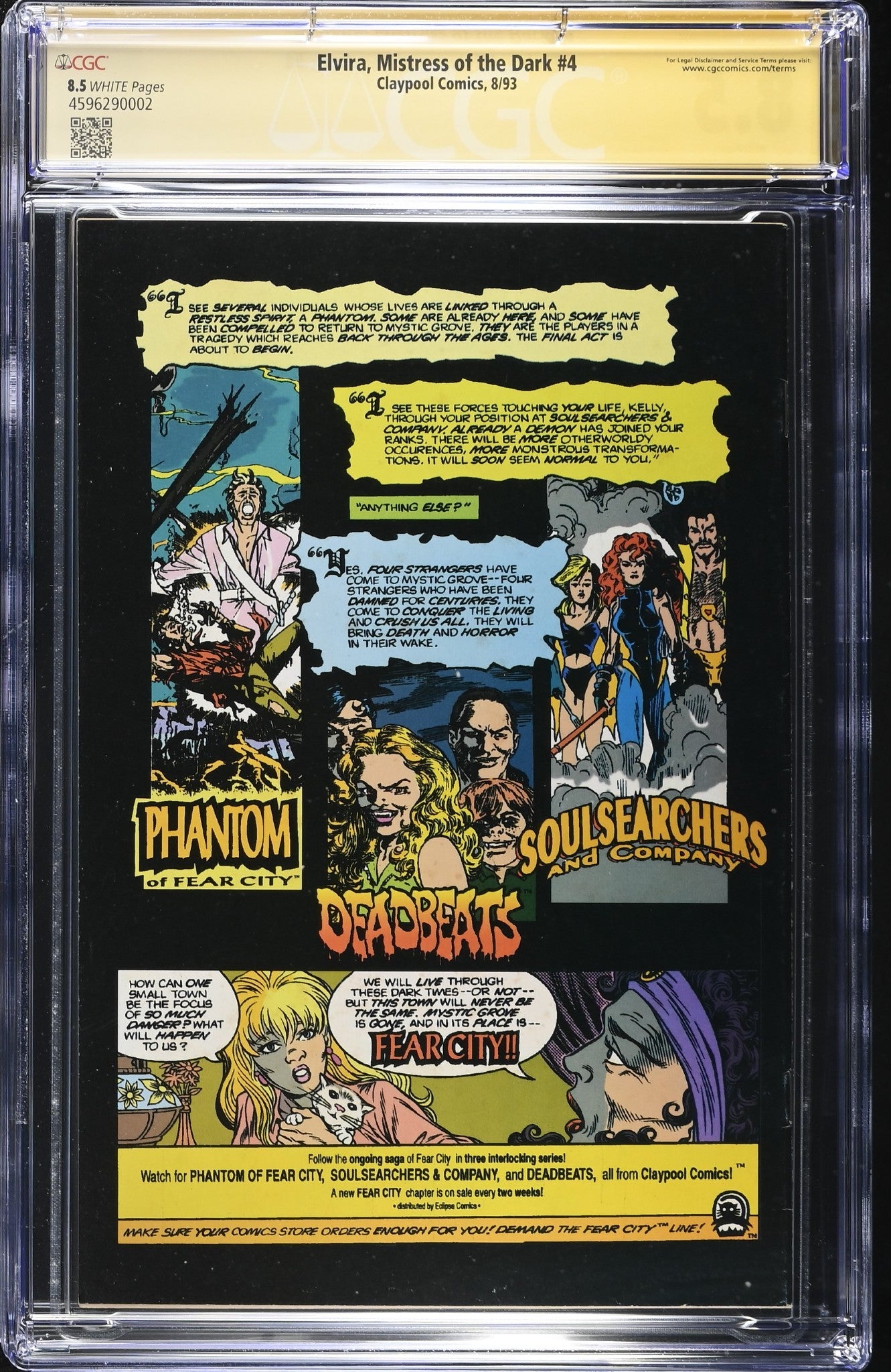 Elvira Mistress of the Dark #4 Photo Cover CGC SS 8.5 Signed by Cassandra