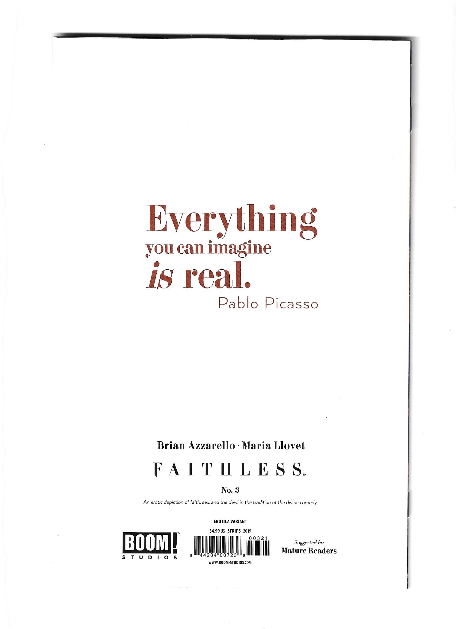 Faithless #3 Boom! (2019)  Dani Strips Erotica  Azarello Sig NM (LF006)