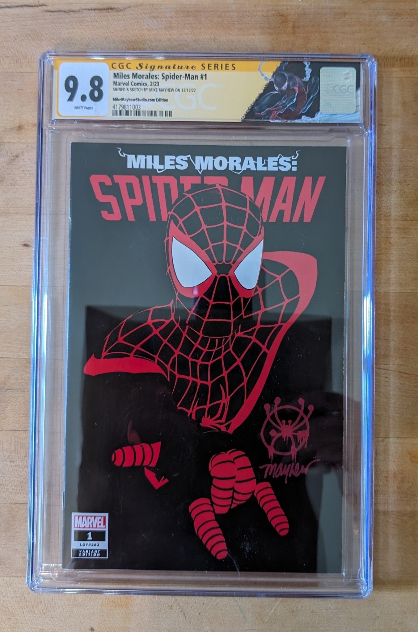 Miles Morales Spider-Man #1 Mayhew Signed CGC SS 9.8 w/ Miles Logo Remarque LF3