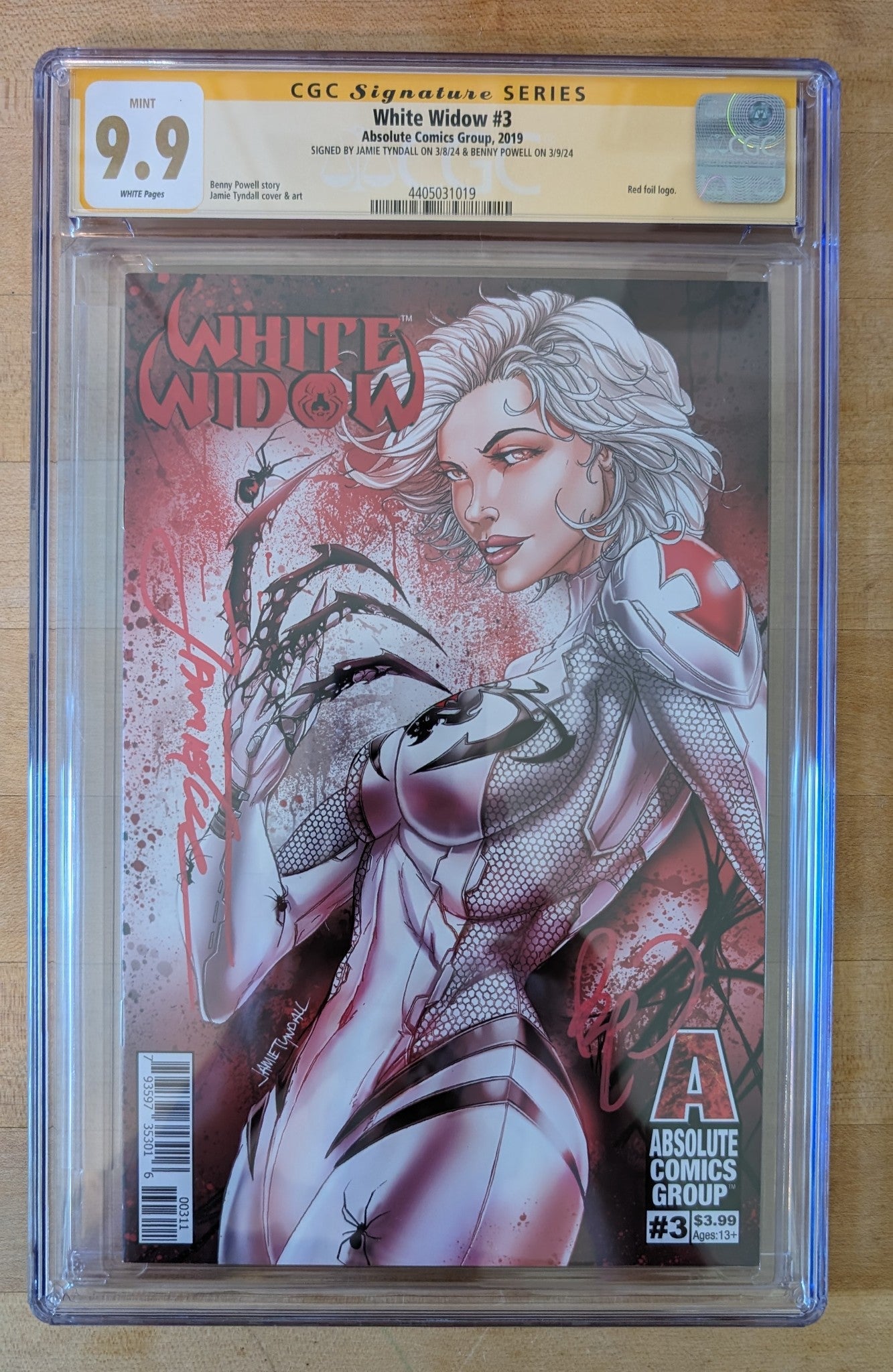 White Widow #3 Red Foil CGC 9.9 SS Double Signature  Tyndall & Powell (LF005)