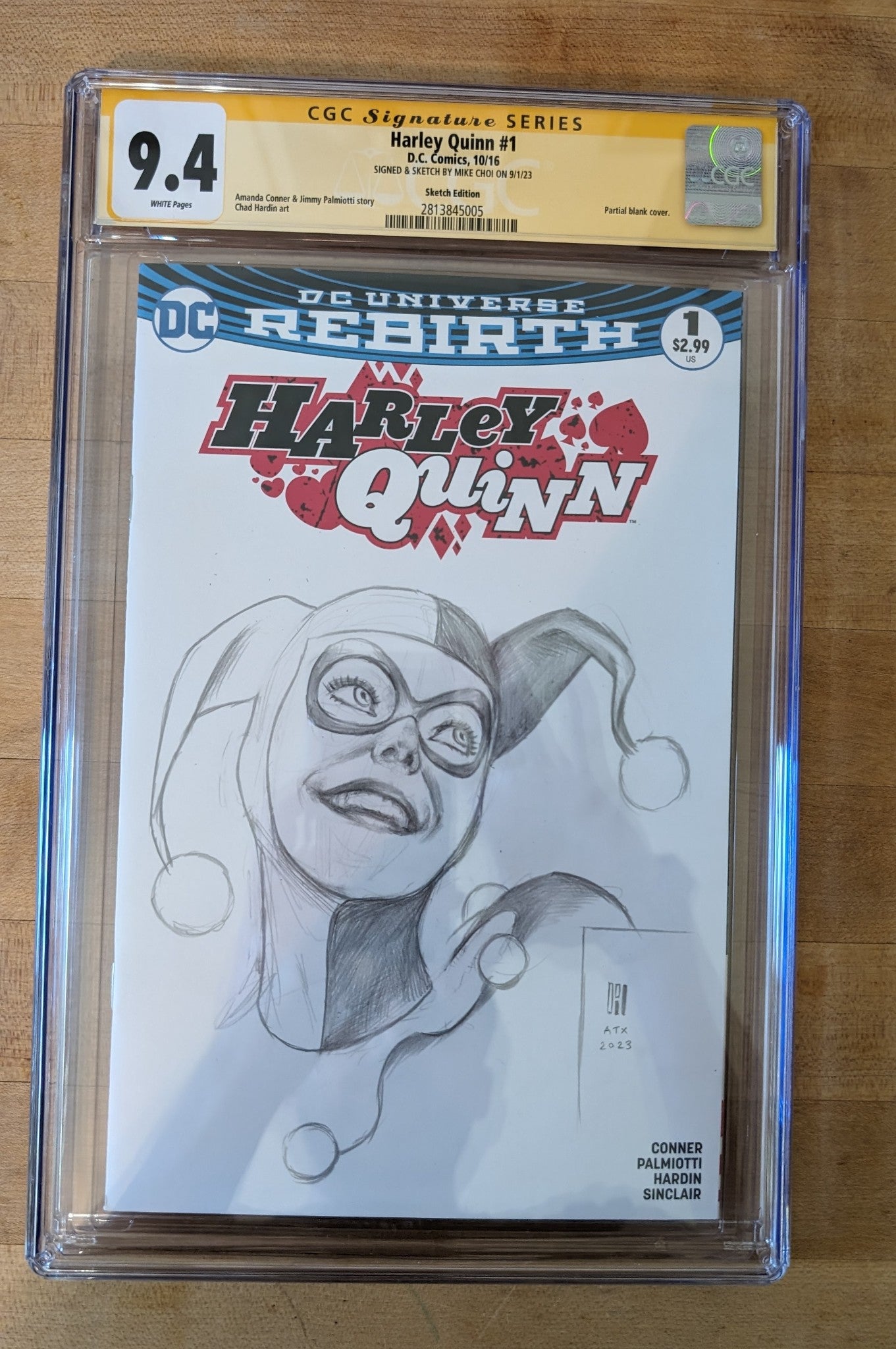 Harley Quinn #1 (2016) Mike Choi head sketch CGC SS 9.4 (LF005)